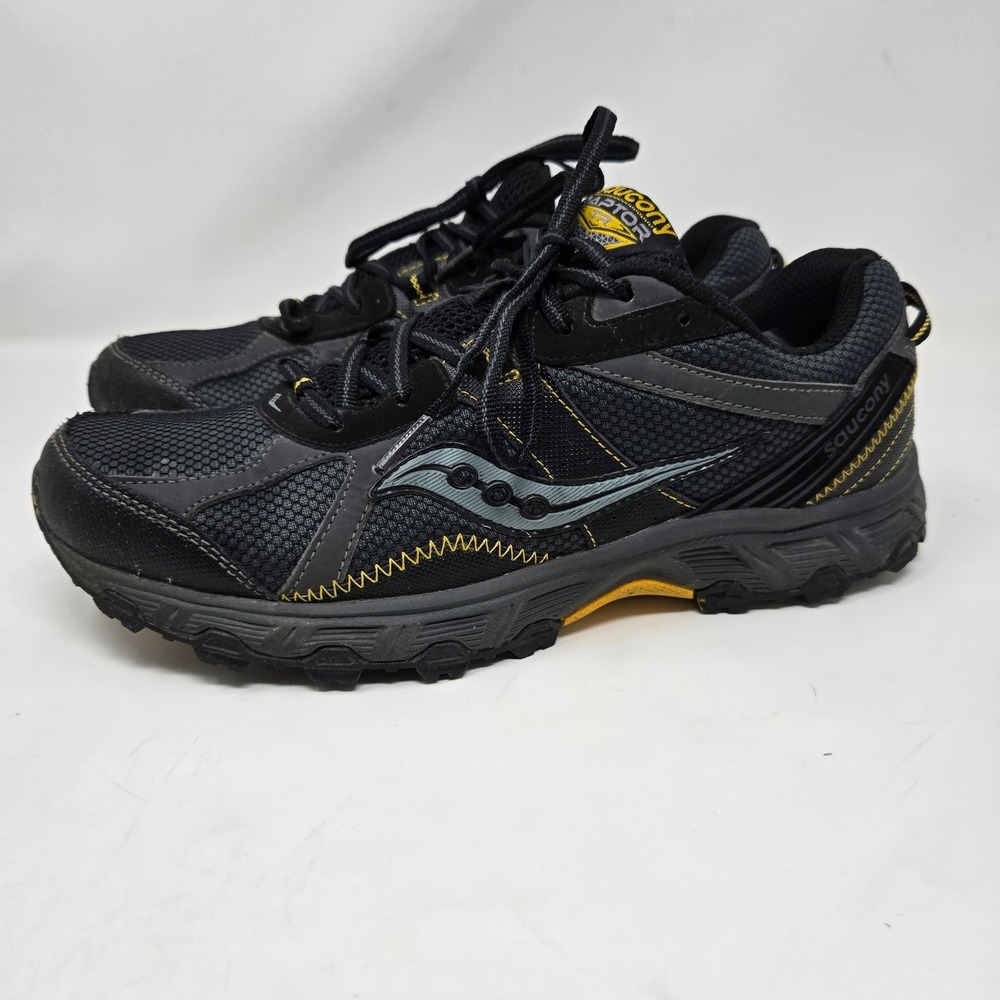 Saucony Raptor TR Mens Trail Running Shoes Black Grey Yellow S25283-1 Size 10 - Picture 2 of 12